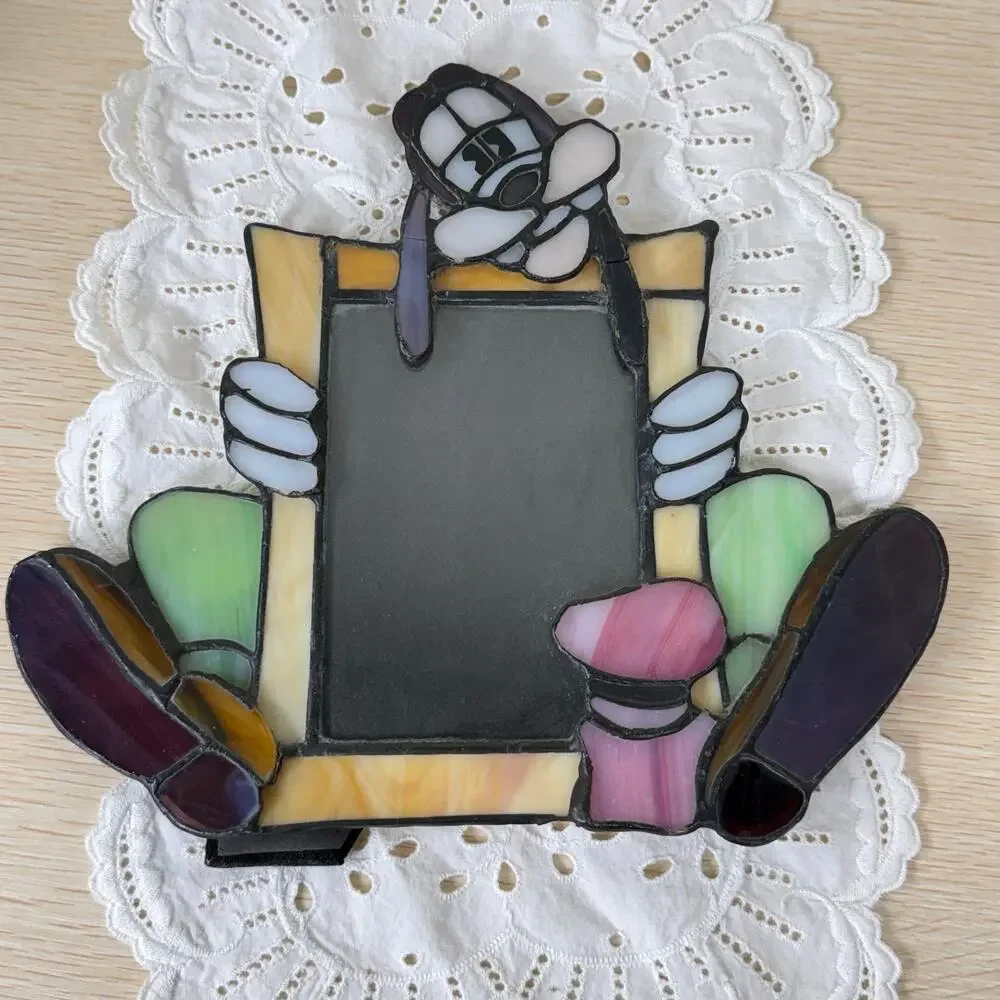 Vintage Dale Tiffany Mickey & Co Disney Goofy Stained Glass 3.5 x 5 Photo Frame